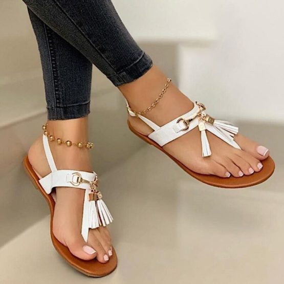Woman Sandals , Female Clip-Toe Flats , ,Ladies Tassel Beach Shoes ...