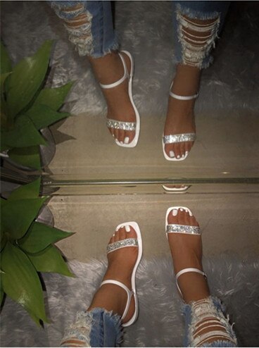 2021 Bling Summer Shoes , Women Rhinestone Sandals , Crystal Beach ...