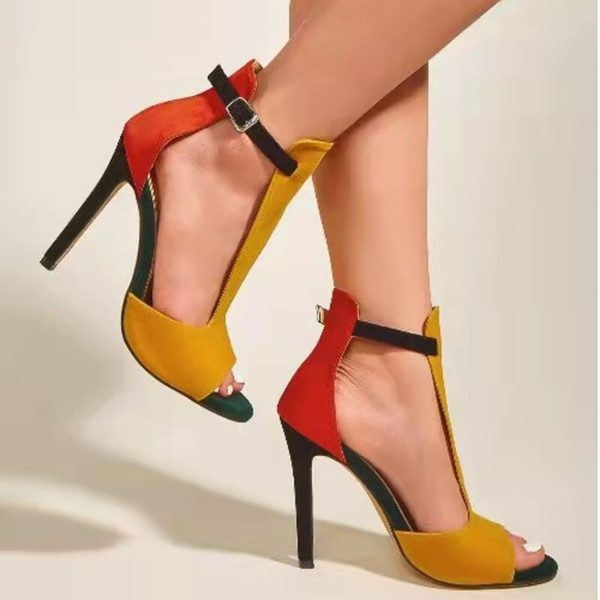 2022 New Summer Yellow High Heels , Women Gladiator Sandals, Ankle ...