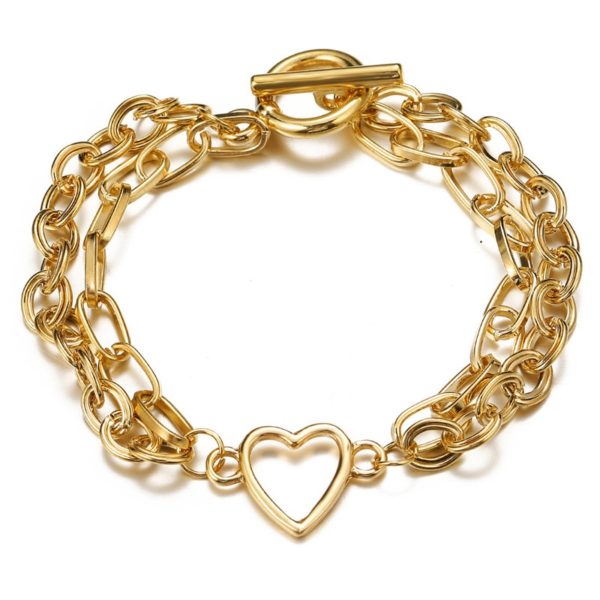 Gold Heart Chain Anklets Set For Women , Girls Fashion Multi-layer ...