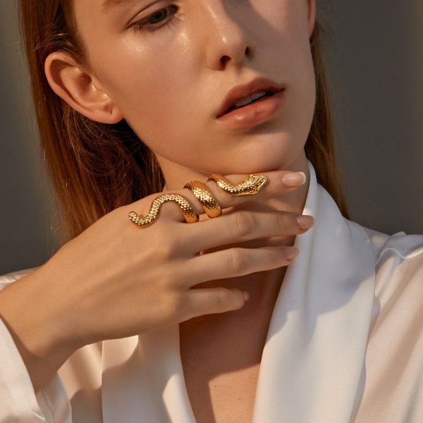 Vintage 8cm Long Snake Ring For Women , Female Gold, Silver Color ,  Adjustable Opening Size Finger Punk Jewelry #  NP - Image 4