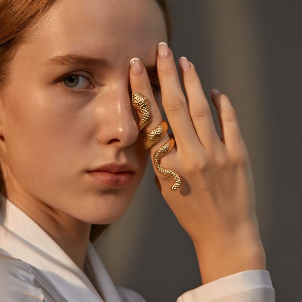 Vintage 8cm Long Snake Ring For Women , Female Gold, Silver Color ,  Adjustable Opening Size Finger Punk Jewelry #  NP - Image 5