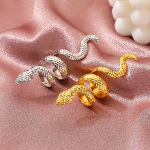 Vintage 8cm Long Snake Ring For Women , Female Gold, Silver Color ,  Adjustable Opening Size Finger Punk Jewelry #  NP - Image 6