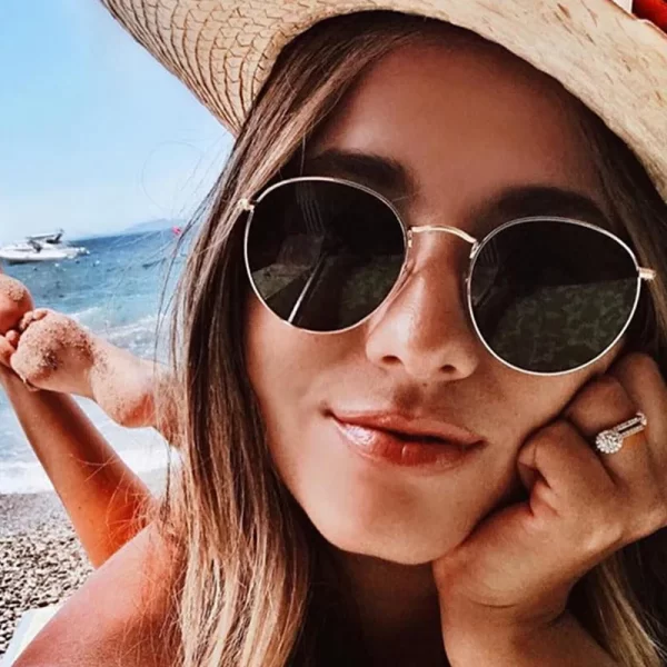 Luxury Vintage Polarized Round Sunglasses , Women Brand Designer , Fashion Mirror Sun Glasses ,  Frame For Lady Eyewear #  NP - Image 3