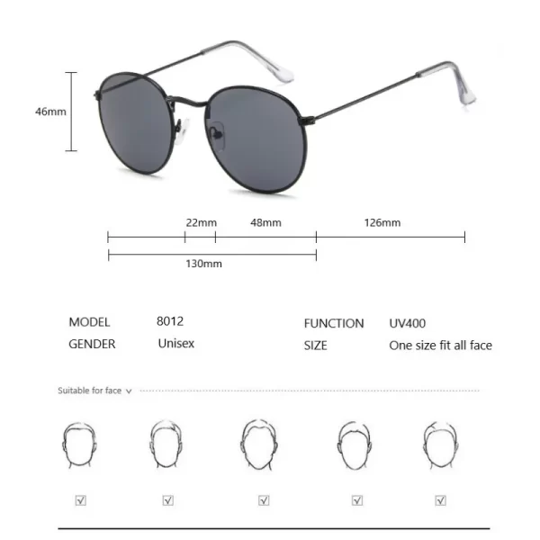 Luxury Vintage Polarized Round Sunglasses , Women Brand Designer , Fashion Mirror Sun Glasses ,  Frame For Lady Eyewear #  NP - Image 5