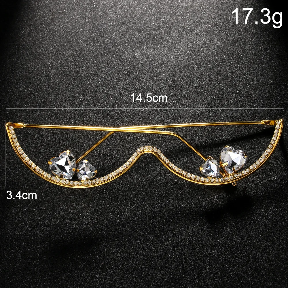 Fashion Double Heart Glasses Frames Rhinestone Designer Luxury 2024 Face Accessories Jewelry for Cosplays Y2k Dance for Women # NP - Image 5