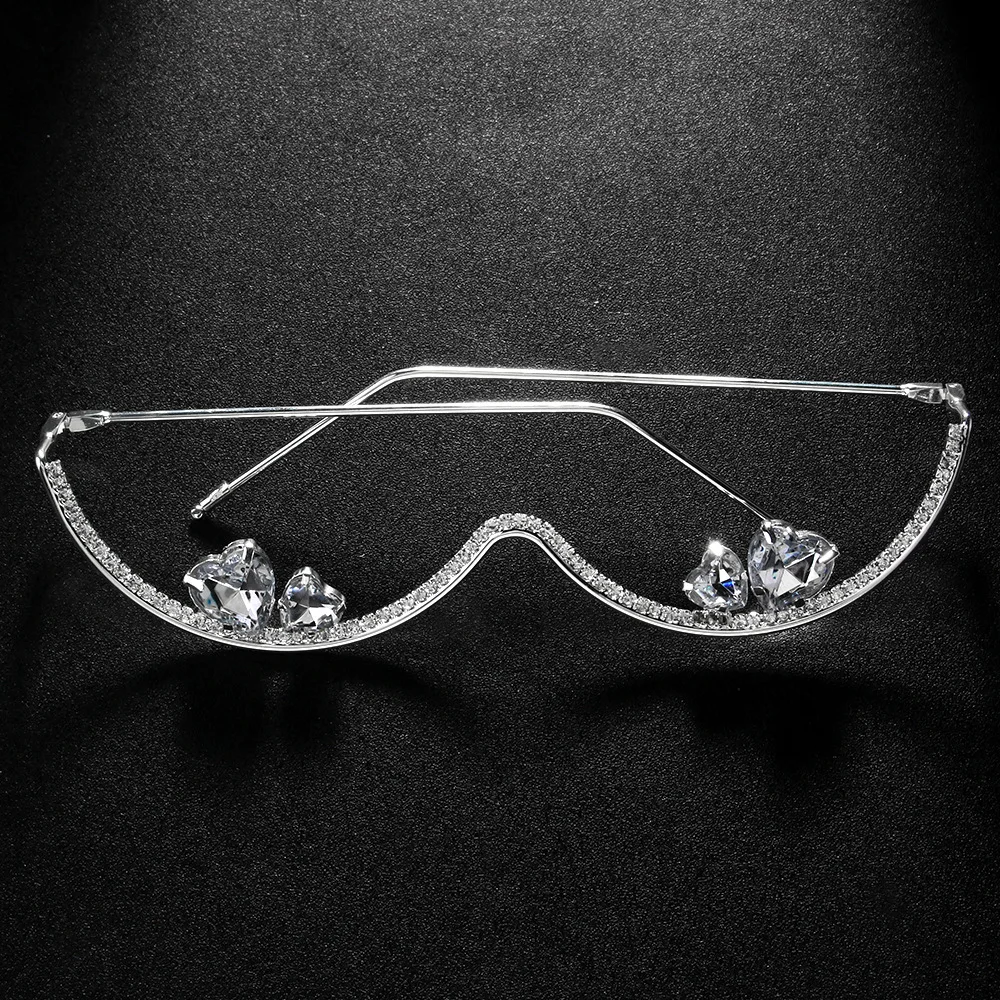Fashion Double Heart Glasses Frames Rhinestone Designer Luxury 2024 Face Accessories Jewelry for Cosplays Y2k Dance for Women # NP - Image 2